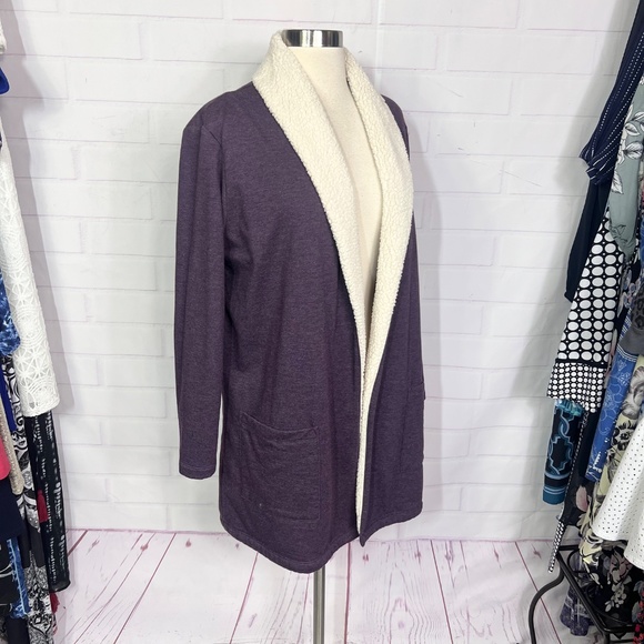 |•EDDIE BAUER•| Soft Fleece Cardigan Sweater Size Medium - Picture 2 of 10